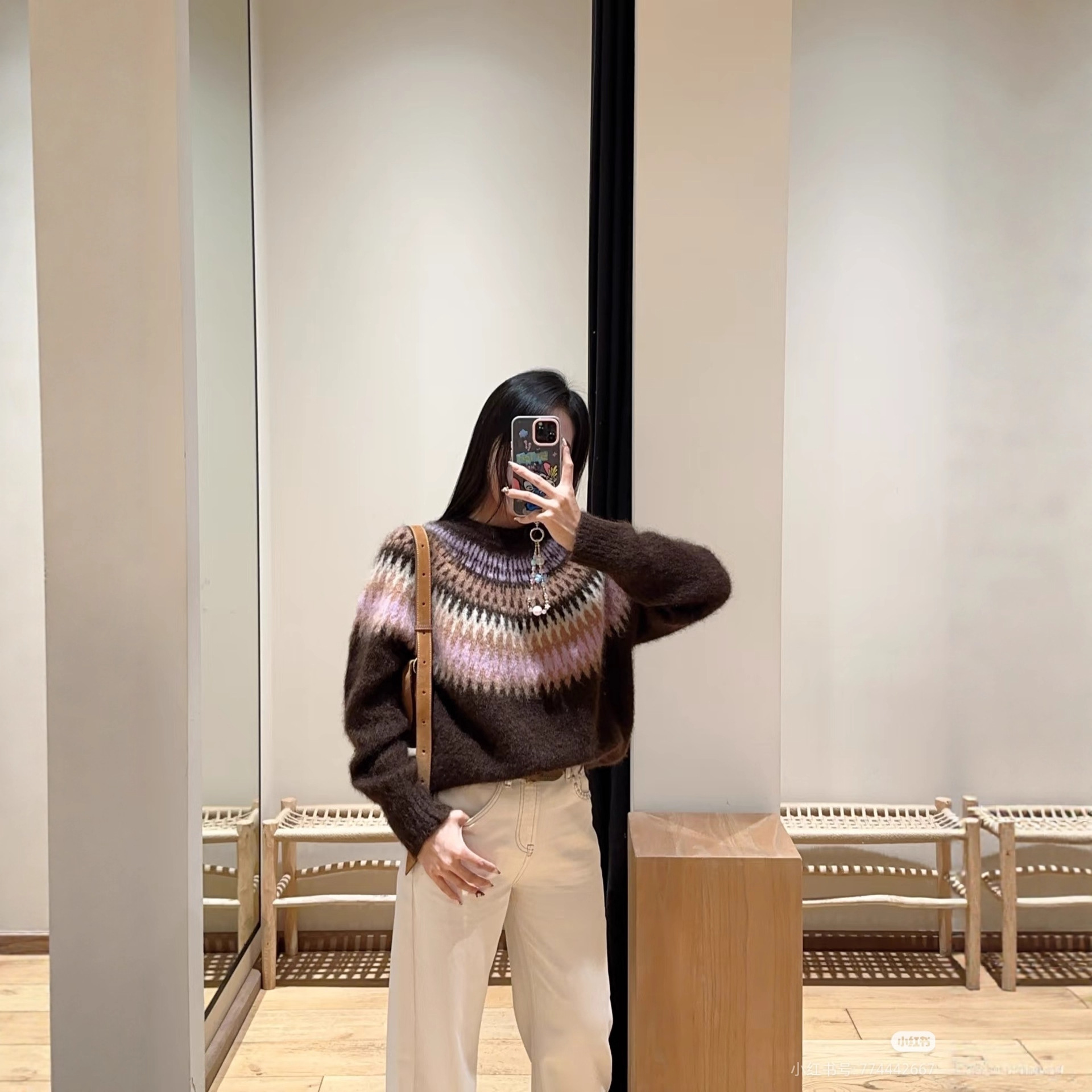 柜上3.2K+明星同款费尔岛提花马海毛针织衫女毛衣外穿冬季G112621