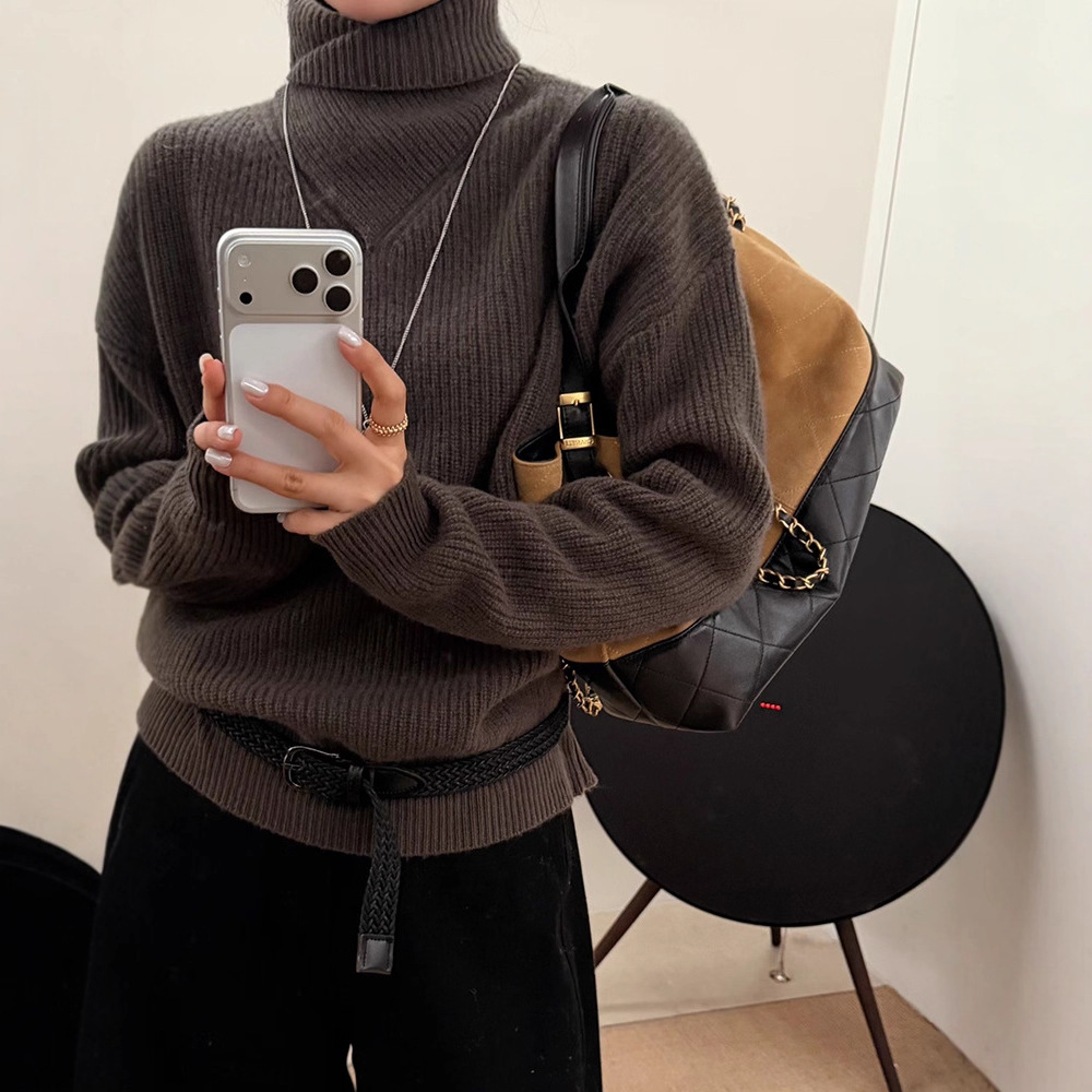 高级感纯羊毛毛衣女秋冬内搭高领针织衫2025新款冬季女装厚款上衣