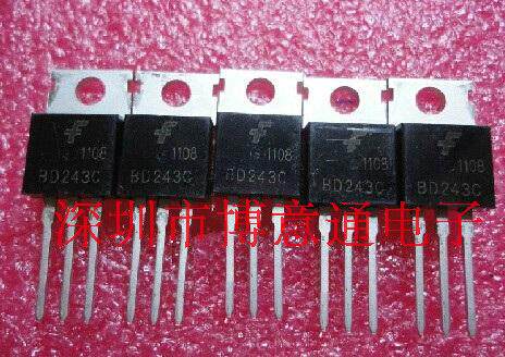 BD243C 两极晶体管 NPN型N沟道 TO220  6A45V  开关管  可直拍