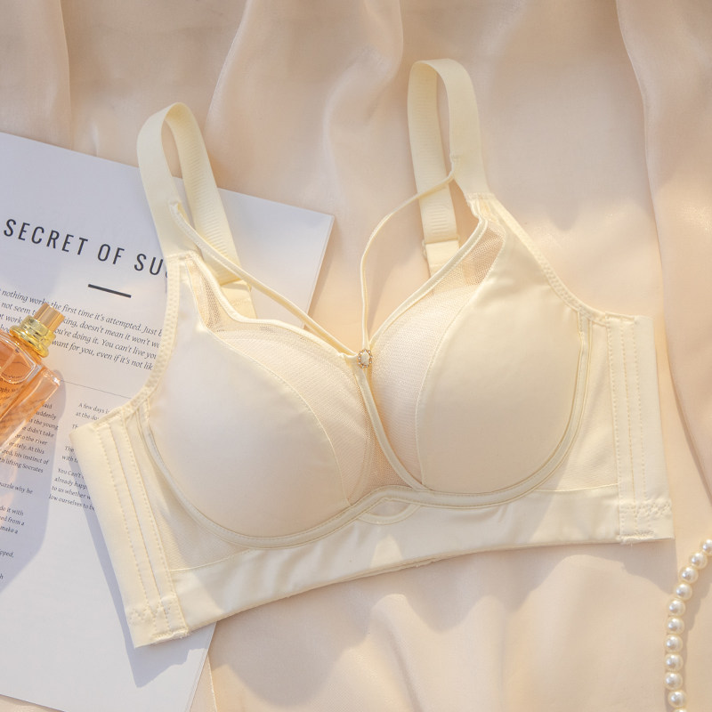 内衣女士小胸聚拢无钢圈加厚平胸性感网纱缎面显大调整收副乳文胸