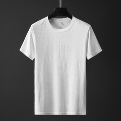 New men's short sleeve T-shirt jacquard hollow out
