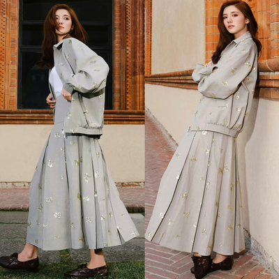 吴千语同款30%羊毛亮片刺绣套装