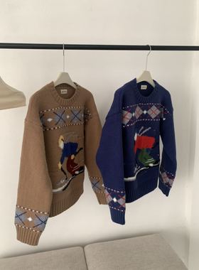 滑雪毛衣2025韩国sienne慵懒风百搭圣诞氛围感滑雪提花套头毛衣女