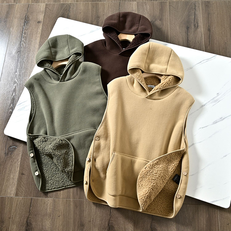 摇粒绒加绒马甲男开叉坎肩背心