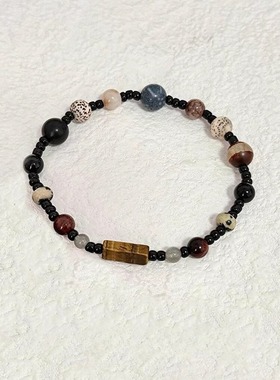 「星穹轨道」新中式仿蓝珊瑚菩提金虎眼串珠手链女复古设计感手饰