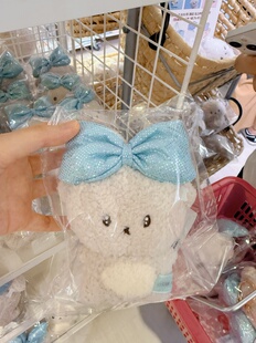 现货日本快闪限定意志薄弱酱蓝色蝴蝶结毛绒挂件