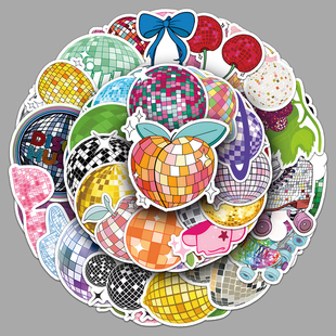 50张迪斯科球贴纸灯球创意DIY潮流炫酷涂鸦手提箱水杯手账本贴纸