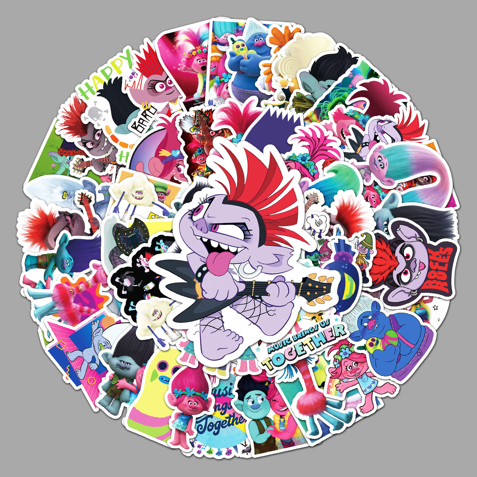 50张魔发精灵波比贴画动画电影卡通q版可爱diy手账咕卡旅行箱贴纸