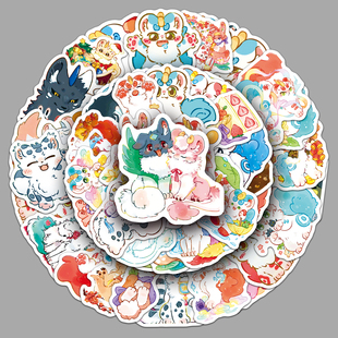 50张有兽焉周边贴纸非人哉可爱小神兽装饰防水笔记本电脑手帐贴纸