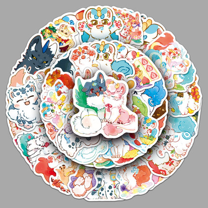 50张有兽焉周边贴纸非人哉可爱小神兽装饰防水笔记本电脑手帐贴纸