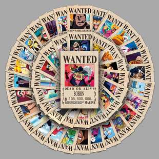 50张海贼王通缉令卡通贴贴纸索隆甚平悬赏海报精美笔记本手机贴纸