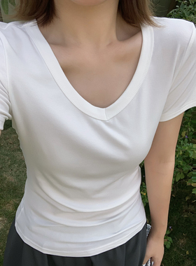 Flower & April-头T恤女奶油黄设计感显瘦短袖上衣短袖T恤170131