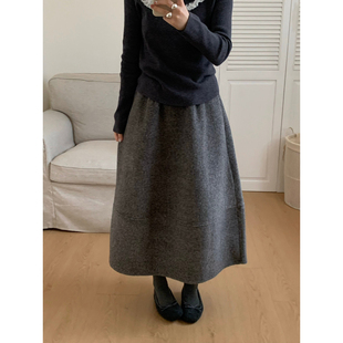 呢半身裙女冬季 April 2025高腰显瘦A字宽松半身裙160935 Flower