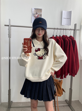 奶思家NICE STUDIO-冬款上新刺绣卡通Polo加绒卫衣卫衣L258