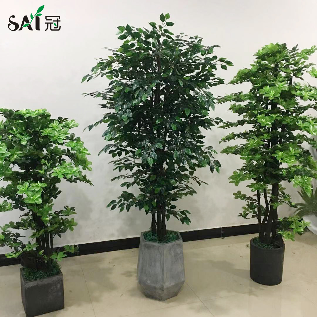 仿真绿榕树大型绿植盆栽假树木兰花室内商场酒店开业装饰摆件塑料