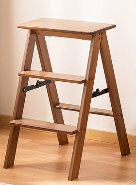 楠竹家用梯凳折叠梯人字梯台阶加厚餐桌椅两用室内登高楼梯小梯子