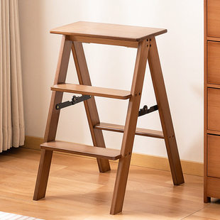 楠竹家用梯凳折叠梯人字梯台阶加厚餐桌椅两用室内登高楼梯小梯子