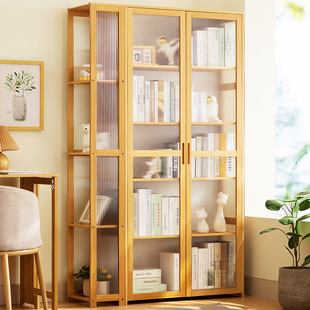 书架置物架落地多层收纳架客厅书房储物架木艺置物柜家用简易书柜