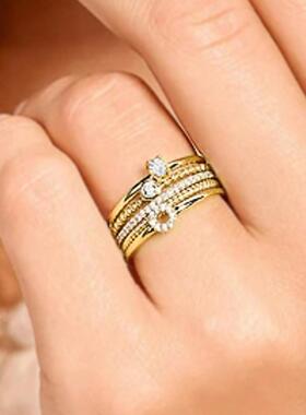 轻奢波西米亚几何圆形戒指五件套 简约极简风格指环 时尚叠戴饰品