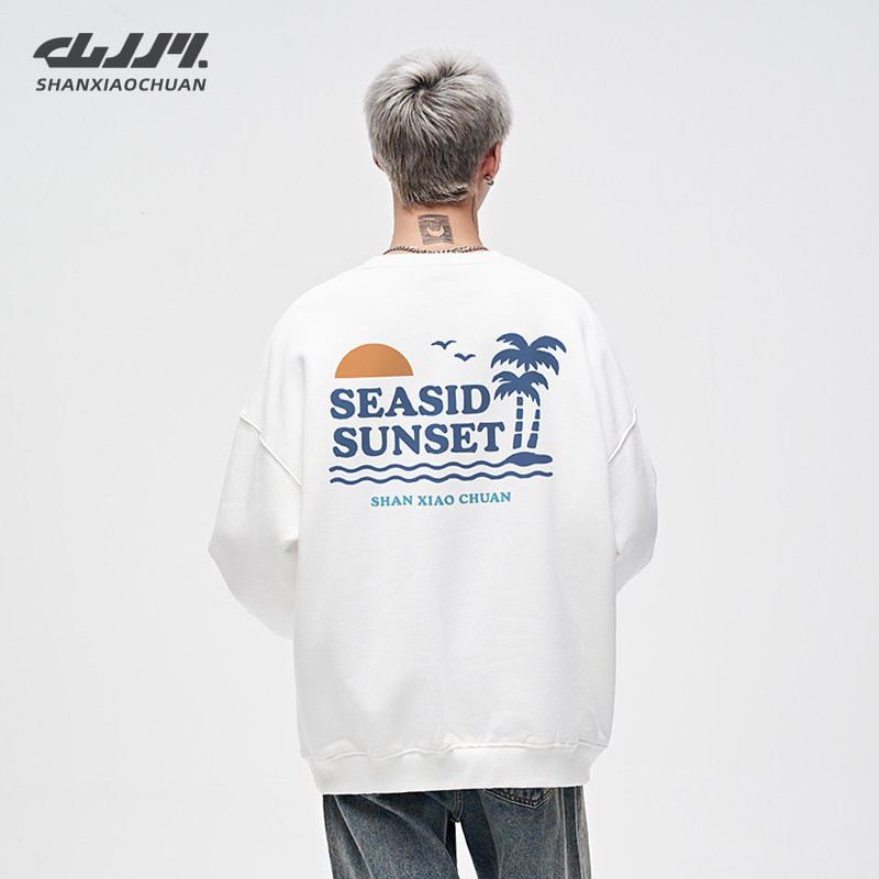 山小川480g重磅圆领套头长袖卫衣男生2025新款冬加厚加厚宽松上衣