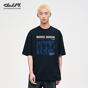 山小川潮牌美式高街短袖t恤男2026新款夏季人物印花圆领纯棉衣服