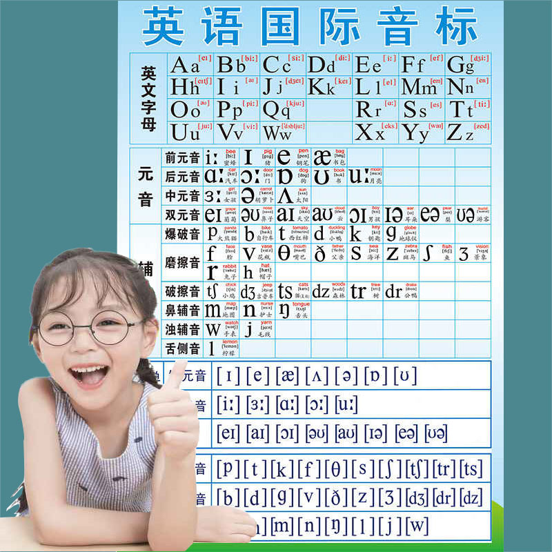 英语国际音标挂图48个表学习墙贴