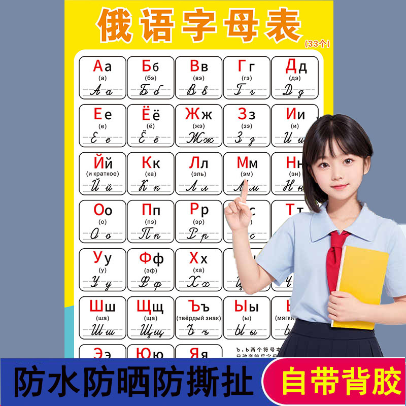 俄语文字母表俄罗斯语33个元辅音组合拼写规则发音全表墙贴纸挂图
