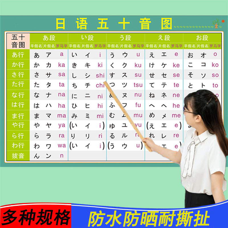 新款五十音图挂图卡片日语墙贴海报学习零基础对照表自学入门