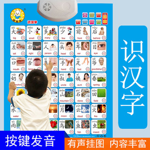 婴幼儿识字挂画发声宝宝认数字立体水晶有声挂图学拼音4声调墙贴