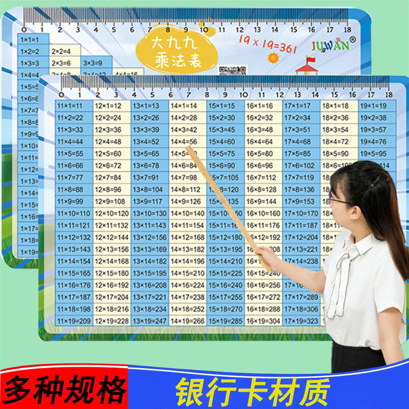 大九九乘法口诀表 大99卡片 20×20内印度乘法表小学海报画