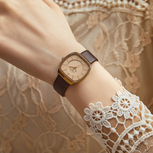 julius聚利时复古气质表简约超薄时尚 真皮情侣对表女手表石英防水