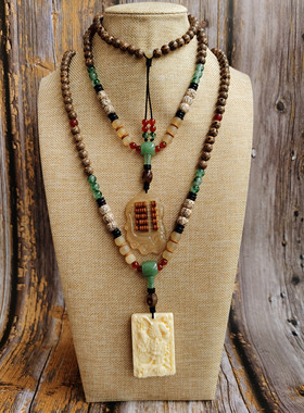 原创设计风菩提子佛珠中长款吊坠