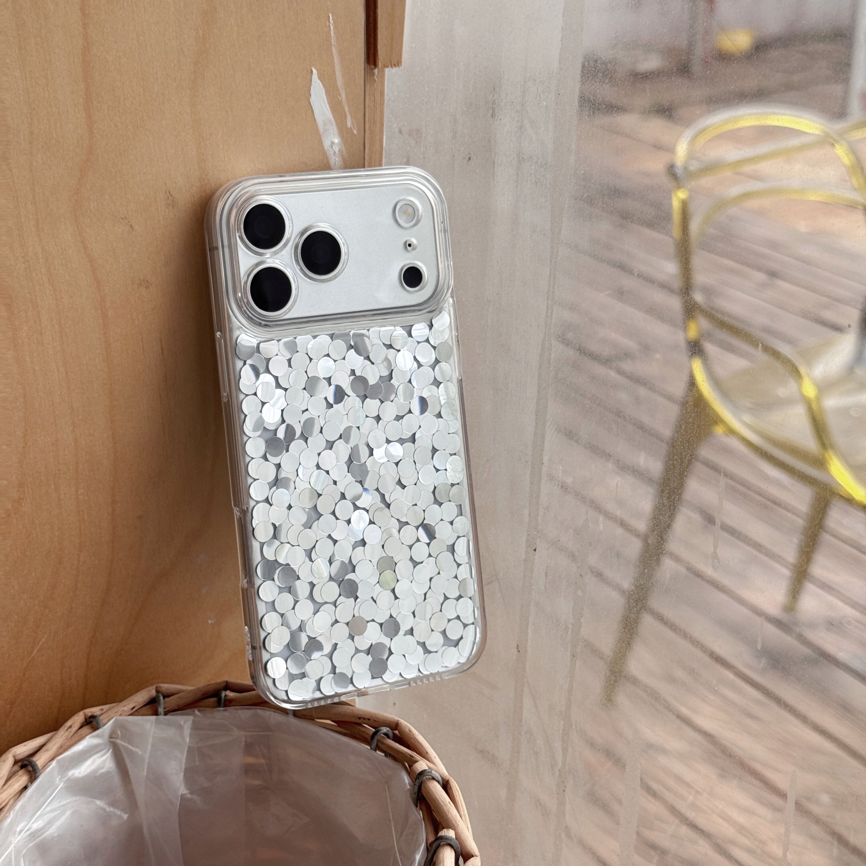 ins韩系银色亮片 苹果iPhone18ProMax手机壳17promax 手工原创高级感bling超闪16pro亮晶晶15/14保护套软壳女