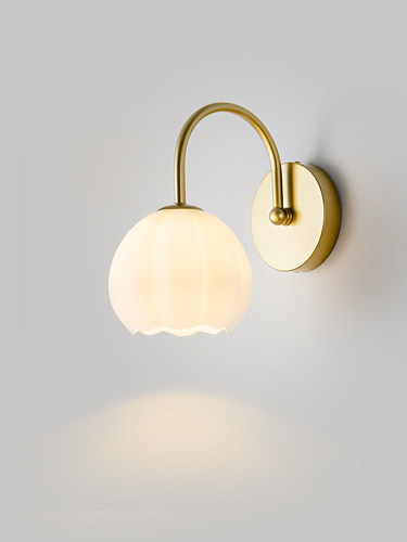 现代轻奢奶油风南瓜玻璃灯个性网红卧室吊线壁灯北欧轻奢床头壁灯