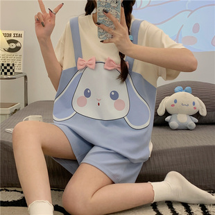 可外穿睡衣夏天女款夏季2026新款纯棉网红风小个子短袖家居服套装