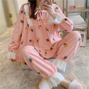 网红款睡衣女春秋长袖韩版清新学生甜美可爱公主秋冬可外穿家居服