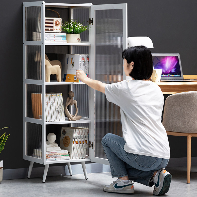 书柜子书架矮柜儿童防尘带门实木落地置物架窄柜简易客厅家用储物