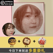 彩色钉子绕线画diy画像定制真人照片情侣定制弦丝画新年礼物顺丰