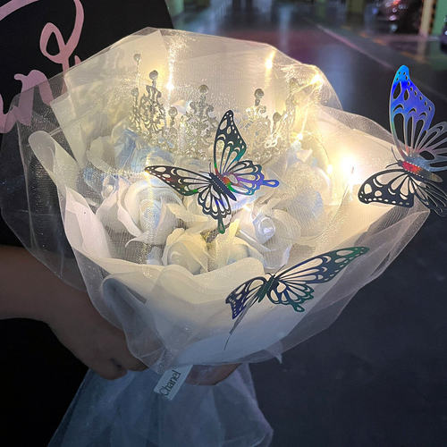 花束玫瑰永生花碎冰蓝香