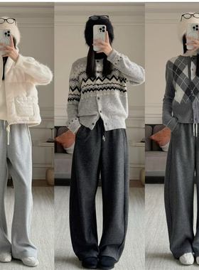 一天过冬！加绒加厚保暖 CAY~立裁松紧抽绳阔腿弯刀裤 暖绒休闲裤