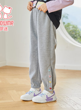 富罗迷女童运动裤儿童裤子春秋新款宽松时尚洋气小学生女孩休闲裤