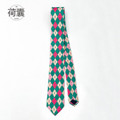 荷囊原创ins领带衬衫 男女jk文艺少女心小众学院配饰设计感菱格纹