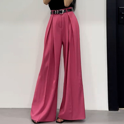 时尚高级感气质树莓粉西装裤