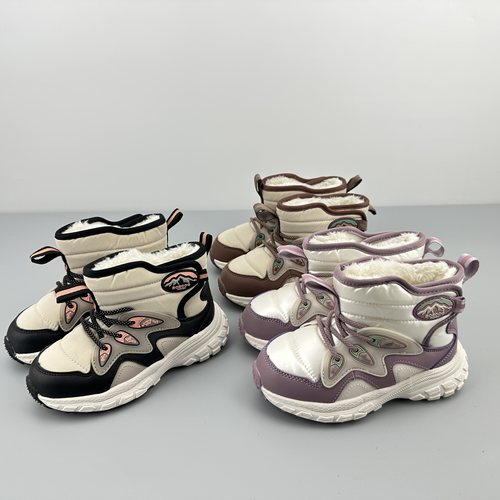 撤柜原单男女童冬季保暖棉鞋轻便防泼水儿童中帮加厚大棉雪地靴