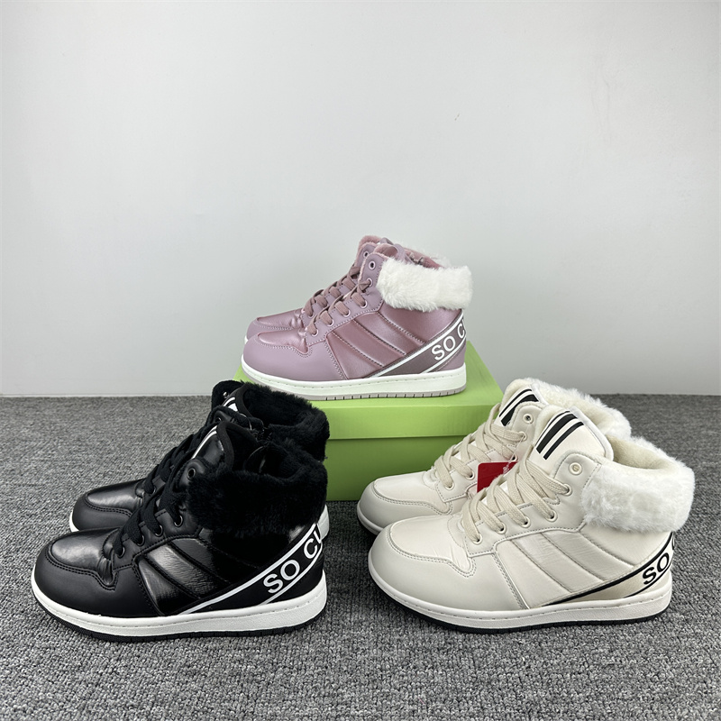 外贸原单出英国女童冬季棉鞋防滑防水保暖小中帮二棉雪地靴侧拉链