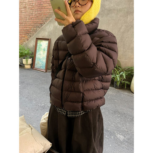 小众表妹90白鸭绒排骨羽绒服女2026冬季新款轻盈短款保暖外套