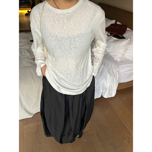 T恤 小众表妹随意百搭超好穿松弛感宽松廓形感长袖