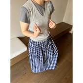 小众表妹 气球裙超显瘦梨型一定要冲格子半身裙