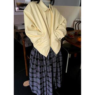 小众表妹 复古感外套 奶酪甜心皮夹克美式