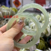 一物一图 冰糯种招财玉石福手镯春上新网红款 赛和田真岫玉女款